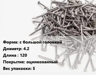 Гвоздь с большой головкой 4.2х120 оцинкованный 5